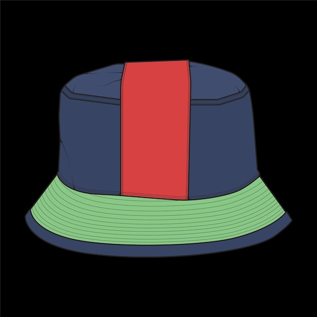 Cubo sombrero color bloque vector cubo sombrero en un vector de esquema de plantilla de entrenadores de estilo a todo color ilustración