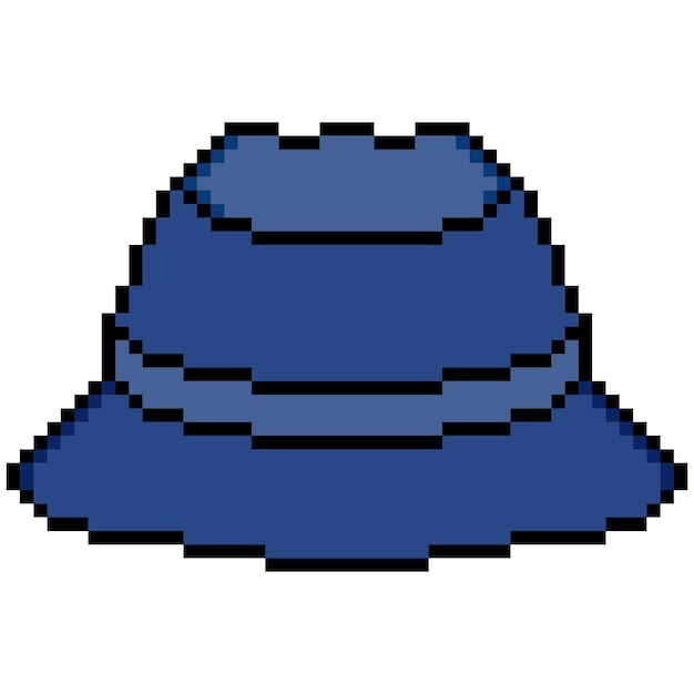 Cubo sombrero pixel art sobre fondo blanco.