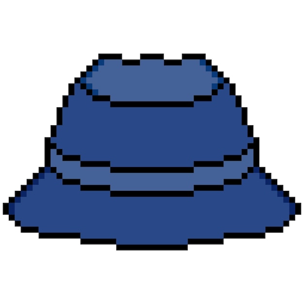 Cubo sombrero pixel art sobre fondo blanco.