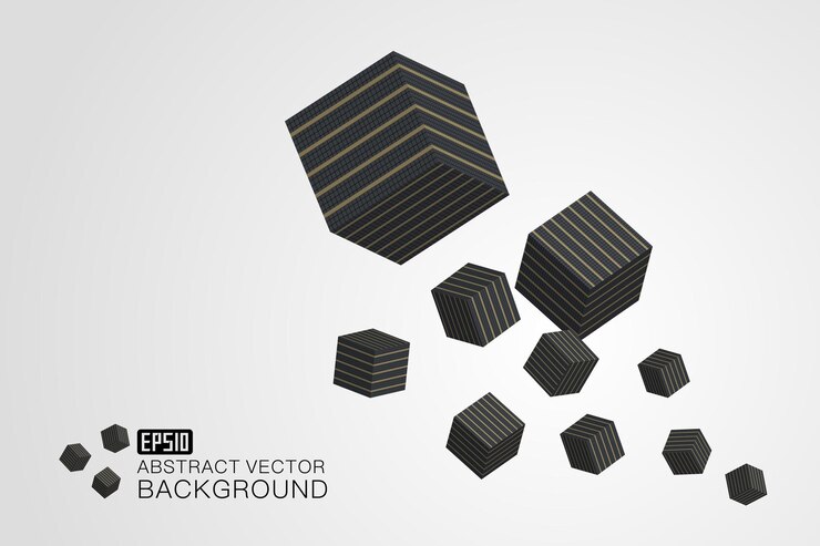 Vector cubos 3d flotando sobre un fondo blanco.