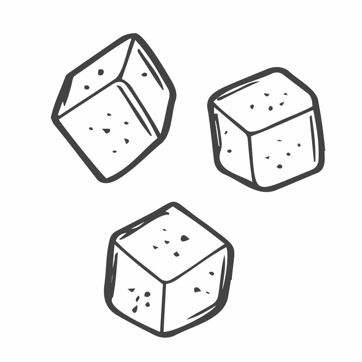 Vector cubos de azúcar cayendo dibujados a mano aislados sobre fondo blanco bloques de hielo sal o azúcar cayendo elementos para diseños web ilustración vectorial estampados textiles diseño interior o de menú o cualquier otra cosa