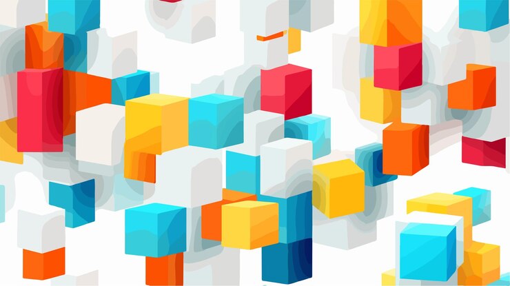 Vector cubos coloridos con formas de diseño de patrón ilustración vectorial sobre fondo blanco