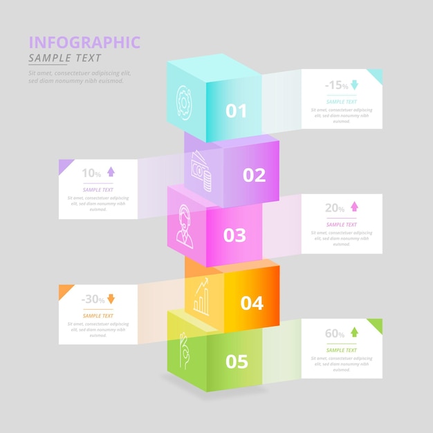 Cubos coloridos infografía