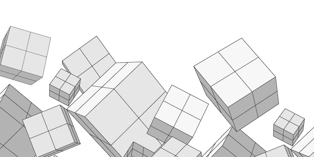 Cubos y cuadrados geométricos Fondo abstracto de formas geométricas Ilustración vectorial