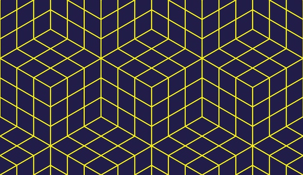 Cubos geométricos abstractos de patrones sin fisuras, fondo vectorial 3d. Línea de ingeniería de estilo tecnológico dibujando ilustraciones infinitas.