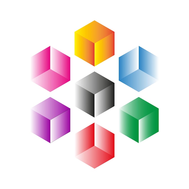 Vector cubos de gradiente coloridos formas vectoriales geométricas diseño 3d moderno arte vibrante abstracto