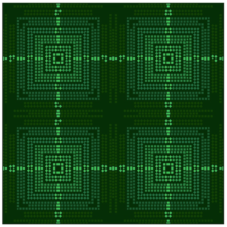 Vector cubos de píxeles de escuderos diseño de patrón sin costuras de fondo monocromático verde abstracto
