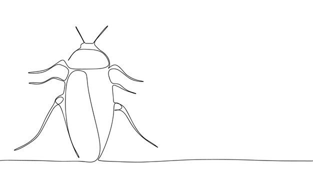 Vector cucaracha una línea continua arte de línea cucaracha aislada en fondo transparente dibujada a mano