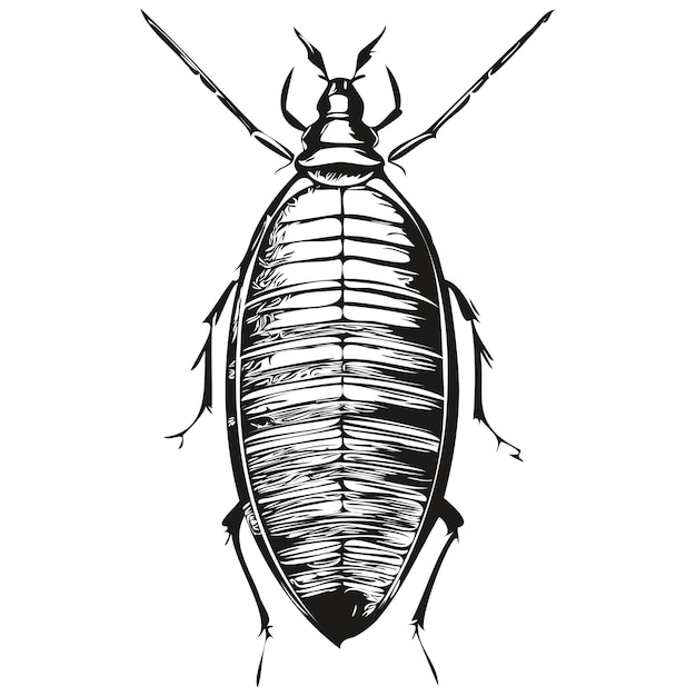 Cucaracha vintage ilustración blanco y negro vector arte cucarachas