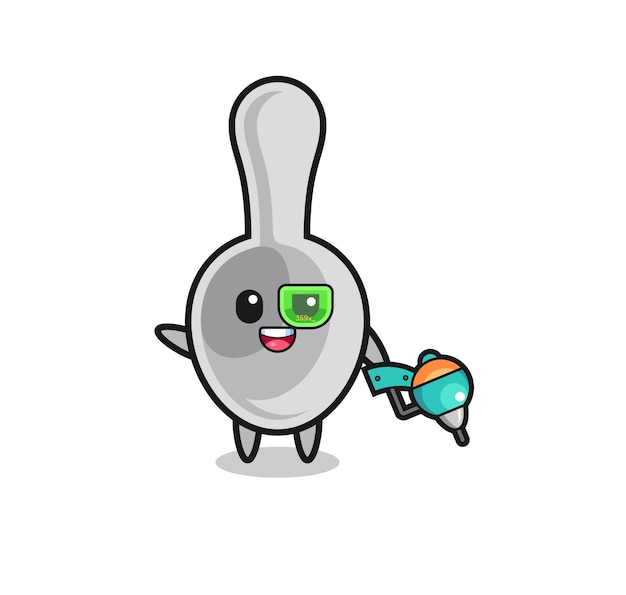 Cuchara de dibujos animados como futura mascota guerrera