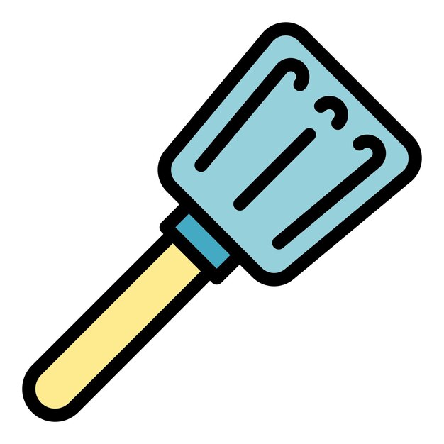 Cuchara, espátula, icono, contorno, vector, cocina, cocina, barbacoa, herramienta, color, plano