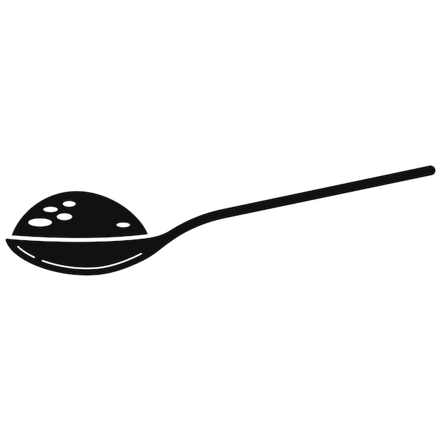 Cuchara llena de azúcar negro simple icono vector ilustración aislada sobre fondo blanco Cuchara de estilo de dibujos animados de diseño plano con harina de sal otro ingrediente de cocina Vista lateral Ingrediente para hornear