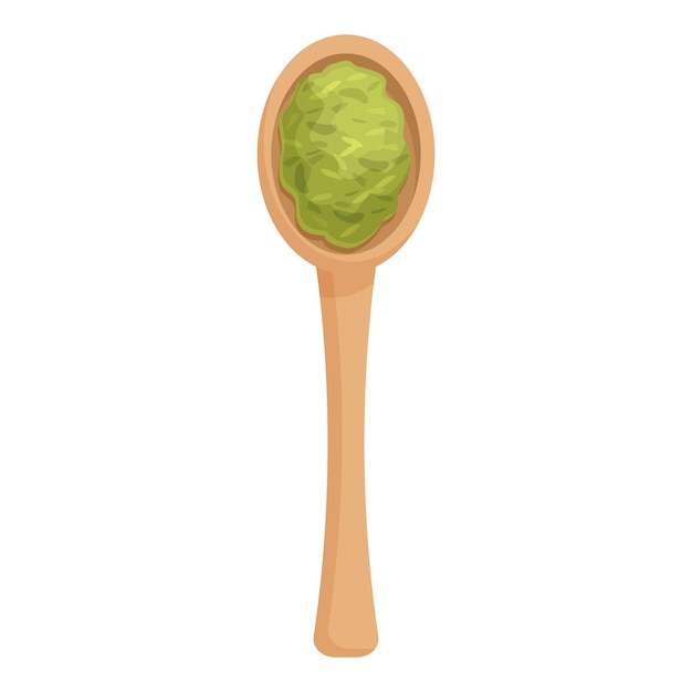 Cuchara de madera con condimento de pasta de wasabi verde