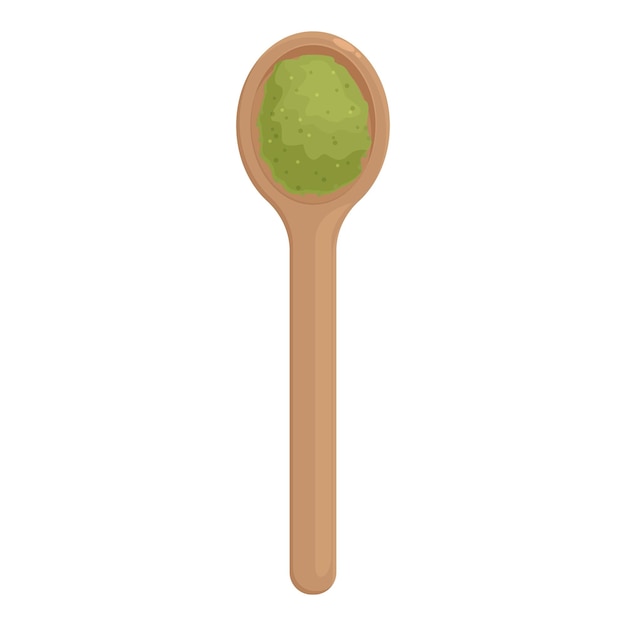 Cuchara de madera que contiene el ingrediente del té verde en polvo