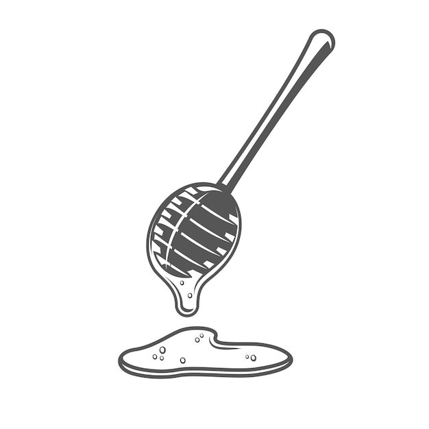 Cuchara de miel aislada sobre fondo blanco Ilustración vectorial