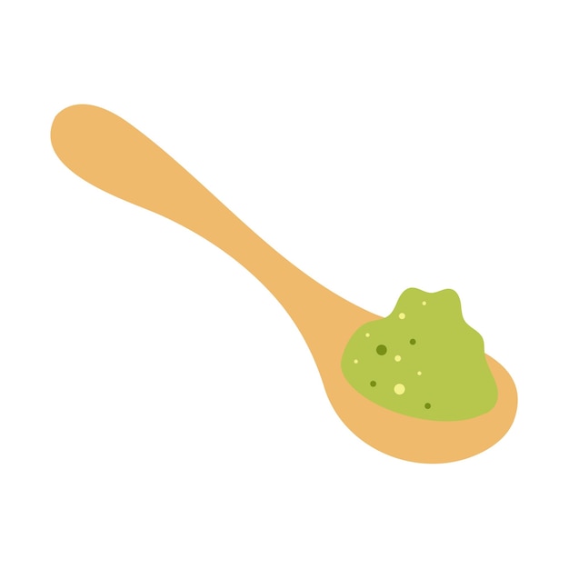 Cuchara con polvo de té verde matcha ilustración vectorial