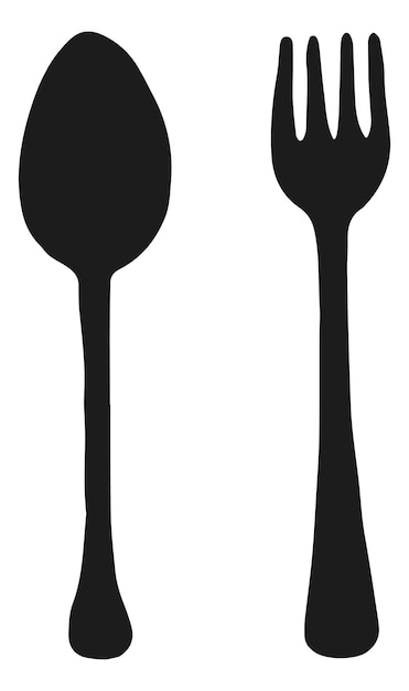 Vector cuchara y tenedor comedor comida símbolo cafe o restaurante signo aislado sobre fondo blanco.