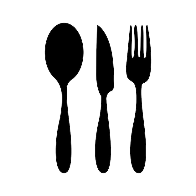 Cuchara, tenedor y cuchillo icono de glifo de vector Símbolo gráfico para cocinar aplicación de logotipo de diseño de sitio web