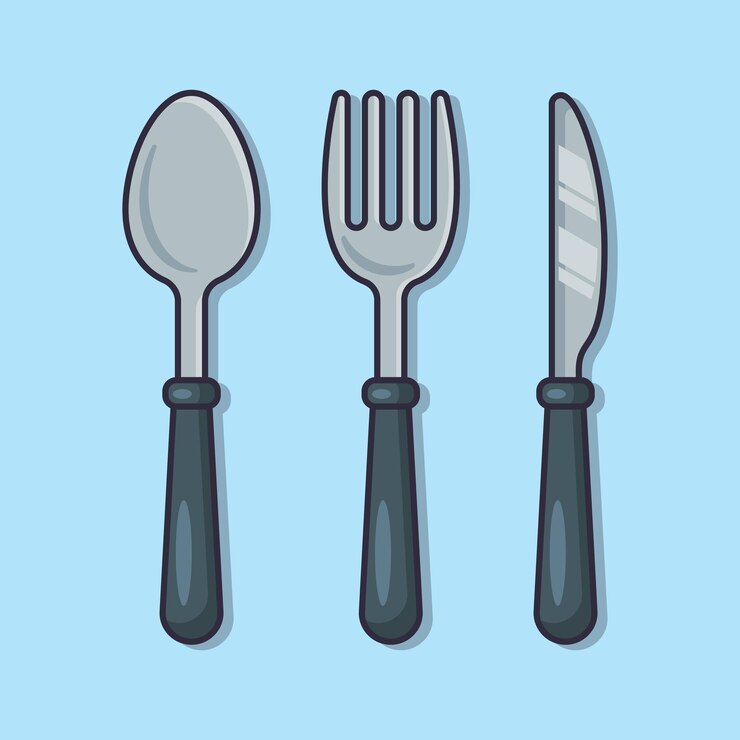 Vector cuchara, tenedor y cuchillo ilustración vectorial de dibujos animados