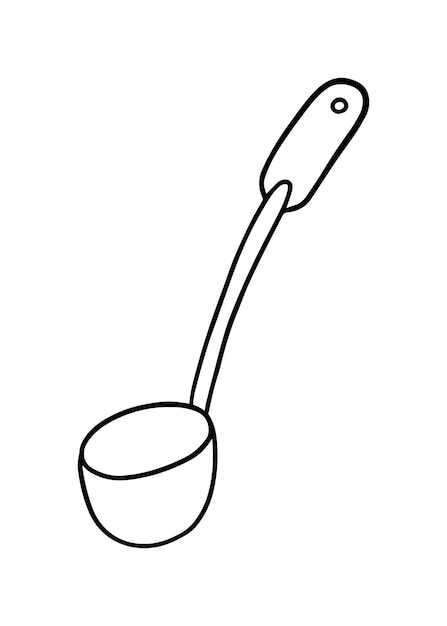 Cucharón con asa para servir utensilios de comida utensilios de cocina garabato colorante lineal de dibujos animados