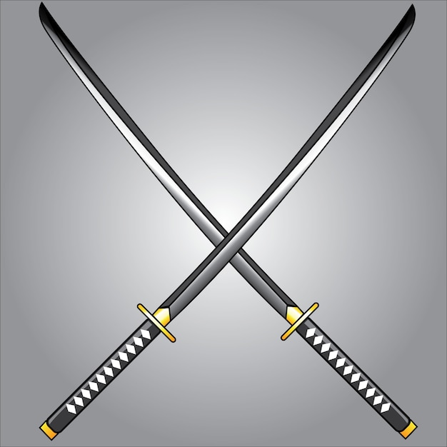 Cuchilla Katana aislada sobre fondo gris