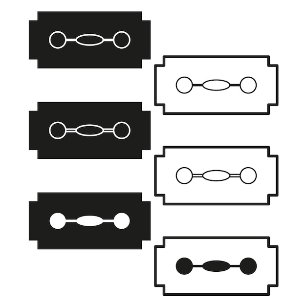 Vector cuchillas de afeitar conjunto vectorial diseños de cuchillas monocromáticas símbolos de afeitar de seguridad