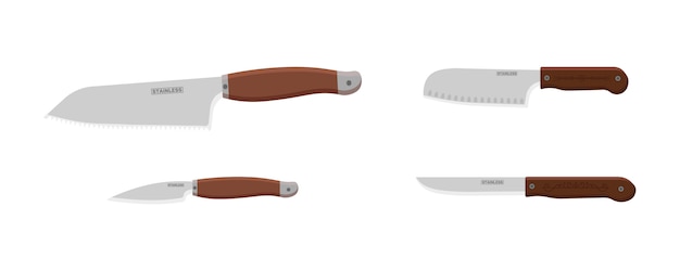 Cuchillo aislado sobre un fondo blanco. Icono de utensilios de cocina o utensilios de cocina. Cuchillo de cocina realista cubiertos utensilio.