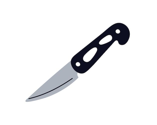 Cuchillo de bolsillo afilado herramienta de metal compacta accesorio de supervivencia cuchillo de pluma para viajes de acampada mango de cuchilla de acero utilidad turística Ilustración vectorial gráfica plana aislada sobre fondo blanco