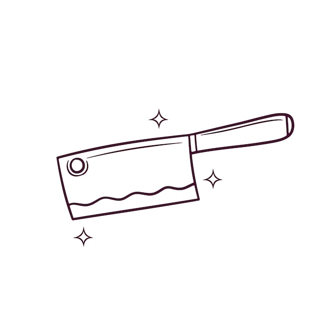 Cuchillo de carnicero dibujado a mano Doodle Ilustración de dibujo vectorial