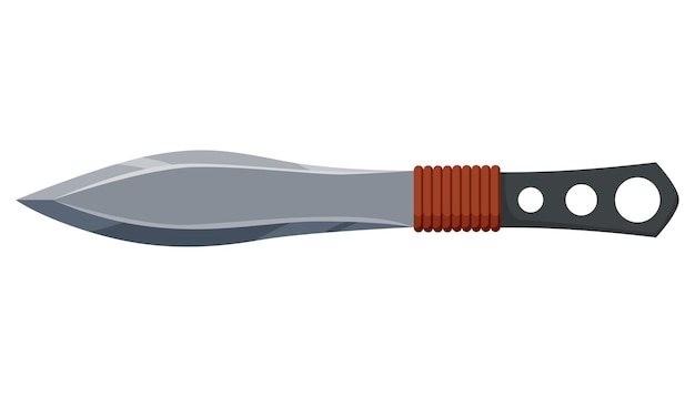 Cuchillo de caza militar Tipo de modelo de vector de hoja de arma de combate Espada de trampero o hoja de cuchillo de cazador Concepto de protección Hoja de guerrero o navaja sobre fondo blanco