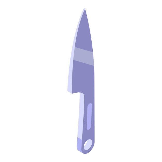 Cuchillo de cocina afilado apuntando hacia arriba con agujero en el mango icono isométrico