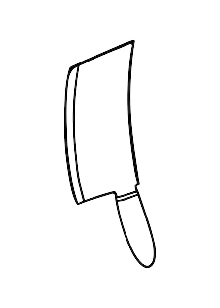 Cuchillo de cocina para cortar verduras y carne doodle dibujos animados lineales para colorear