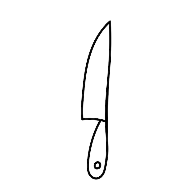 Cuchillo de cocina vector doodle ilustración dibujada a mano aislada sobre fondo blanco