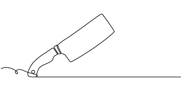 Cuchillo de corte Icono de línea continua Icono de cuchillo Vector de dibujo continuo Una línea cuchillo