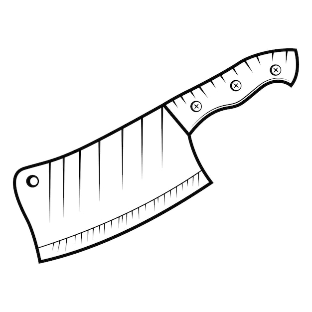 Vector cuchillo de cuchillo herramienta de chef dibujo grabado