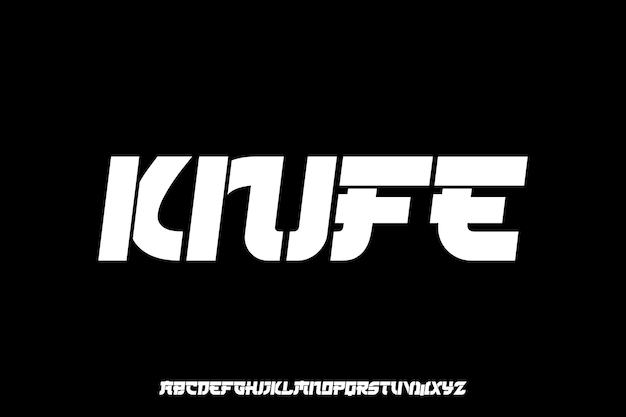 Cuchillo deportivo Vector creativo Diseño de fuentes del alfabeto japonés futurista
