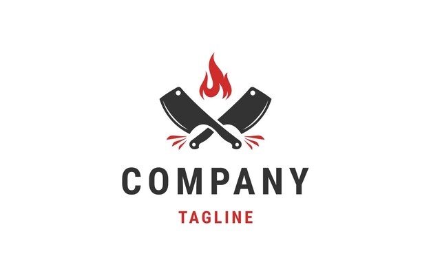 Cuchillo fuego logo icono diseño plantilla vector plano