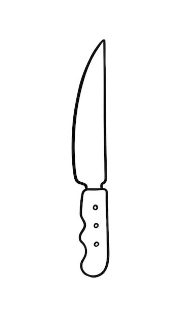 Vector cuchillo con mango cocina herramienta de cocina rebanar doodle línea dibujos animados para colorear