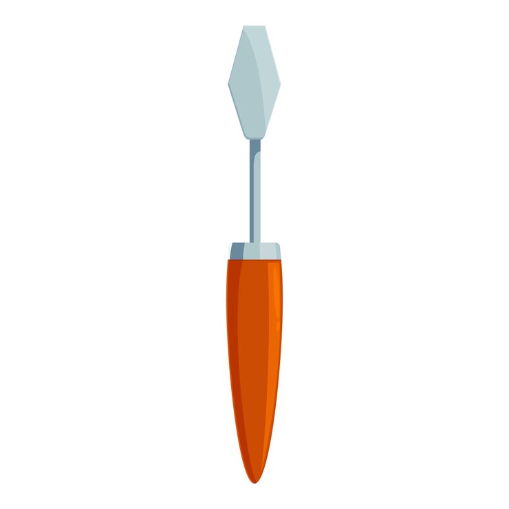 Vector cuchillo de paleta con mango naranja para pintar ilustraciones de primer plano