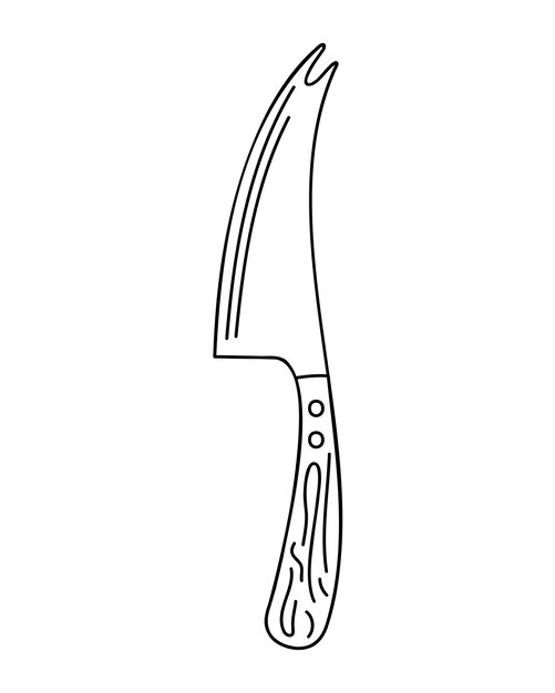 Cuchillo de queso universal dibujado a mano clipart de contorno negro para sus proyectos