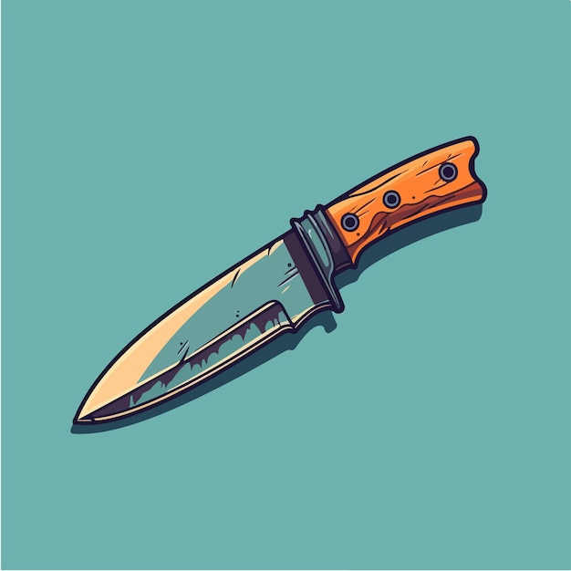 Vector un cuchillo sobre un fondo azul con la palabra cuchillo.