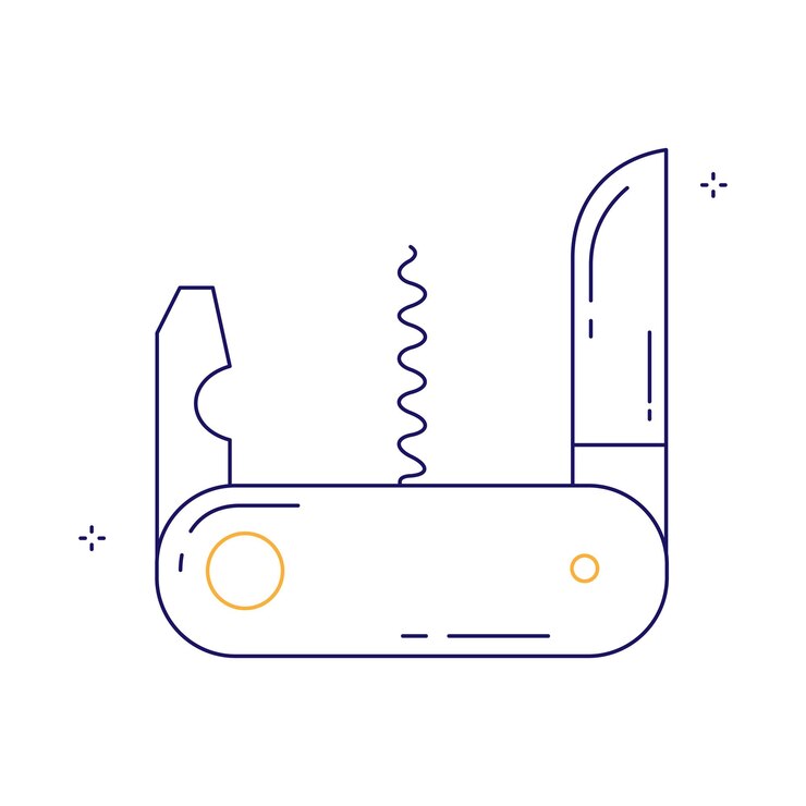 Vector cuchillo suizo de ejército diseño de icona vectorial de herramientas al aire libre