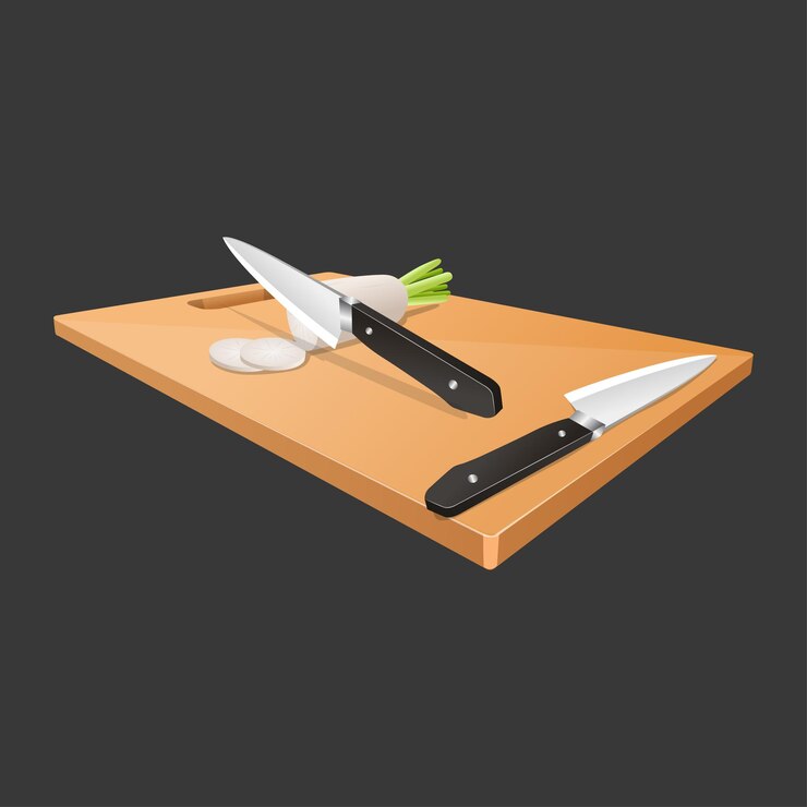 Cuchillo de tabla de cortar y cortar vegetales.