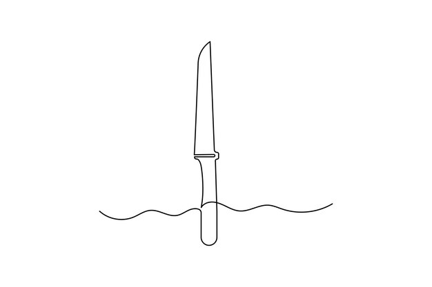 Cuchillo y tenedor dibujo continuo de una línea y icono vectorial aislado del contorno del día mundial de la alimentación