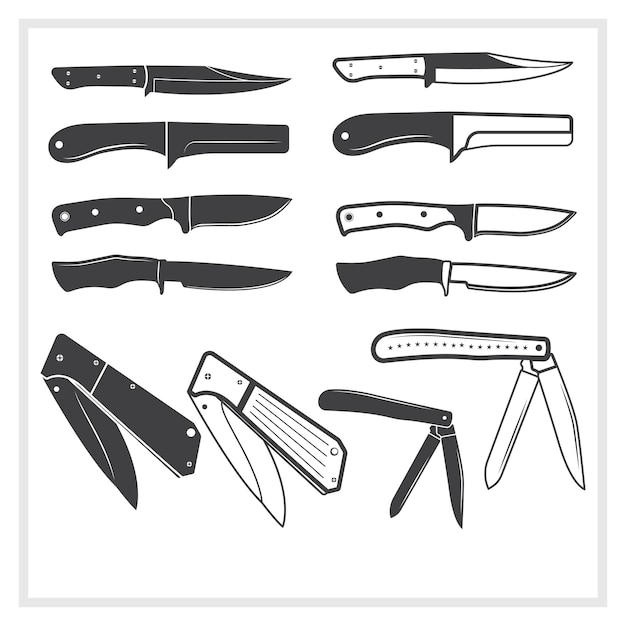 Cuchillo de vaquero Vector Clipart Conjunto de siluetas