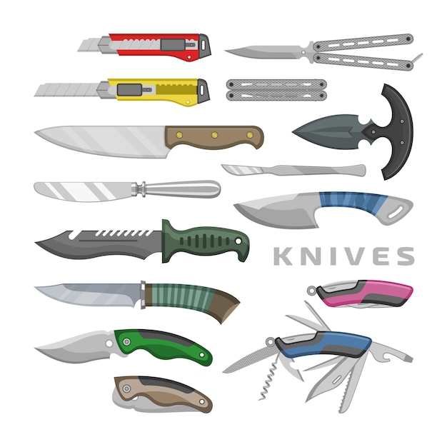 Cuchillo vector navaja herramienta de acero cuchilla de metal equipo de corte ilustración