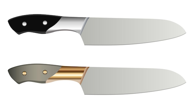 Cuchillos de chef, cuchillos de carne de carnicero para carnicería, cuchillos de corte de carne, conjunto de iconos de cubiertos - vector