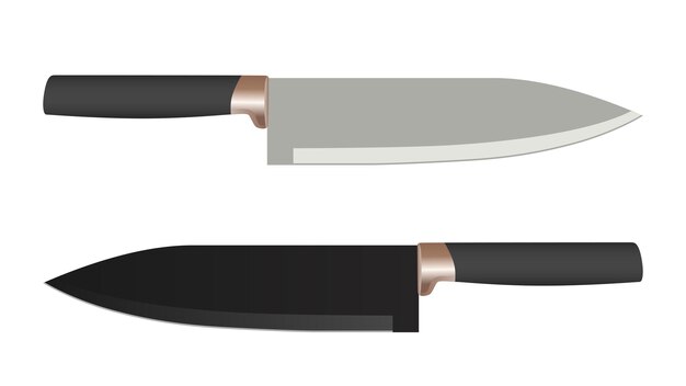 cuchillos de chef, cuchillos de carne de carnicero para carnicería, cuchillos de corte de carne, conjunto de iconos de cubiertos - vector