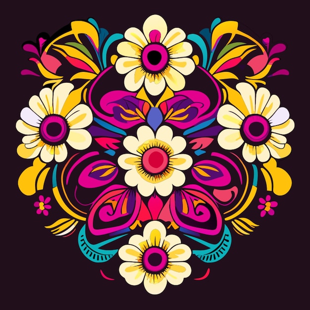 Cuello barroco collar floral aislado patrón hecho a mano étnico detalle ilustración vector ilustración
