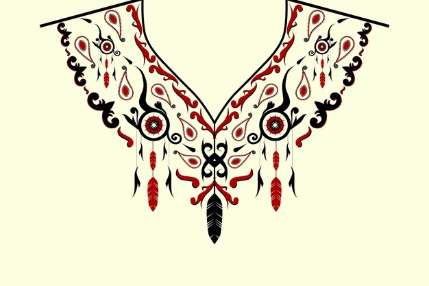 Cuello étnico Cuello línea diseño barroco para bordar